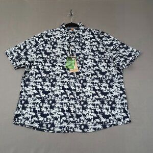 Tailor Vintage Airotec Performance Shirt XXL NWT Navy Palm Print Short Sleeve